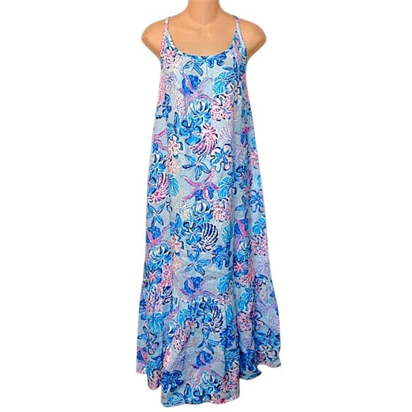 Lilly Pulitzer Amerie Linen Midi Dress in "Bahamas Beachcomber" NWT - X-Large - Picture 5 of 7